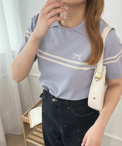 apres jour（アプレジュール）の「リボン刺繍襟付きニット【ZOZOTOWN限定アイテム】（ニット/セーター・レディース・アイボリー/ブルー/イエロー・フリー/X-LARGE）」の16枚目の写真