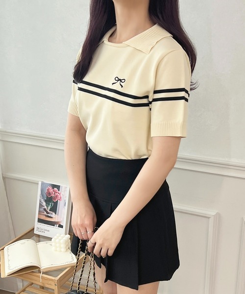 apres jour（アプレジュール）の「リボン刺繍襟付きニット【ZOZOTOWN限定アイテム】（ニット/セーター・レディース・アイボリー/ブルー/イエロー・フリー/X-LARGE）」の22枚目の写真