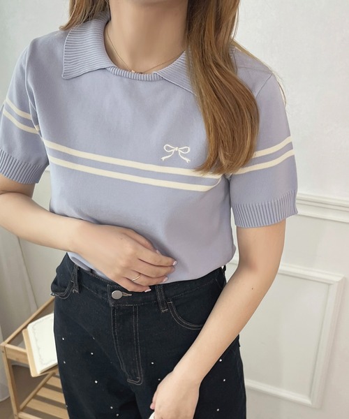 apres jour（アプレジュール）の「リボン刺繍襟付きニット【ZOZOTOWN限定アイテム】（ニット/セーター・レディース・アイボリー/ブルー/イエロー・フリー/X-LARGE）」の17枚目の写真