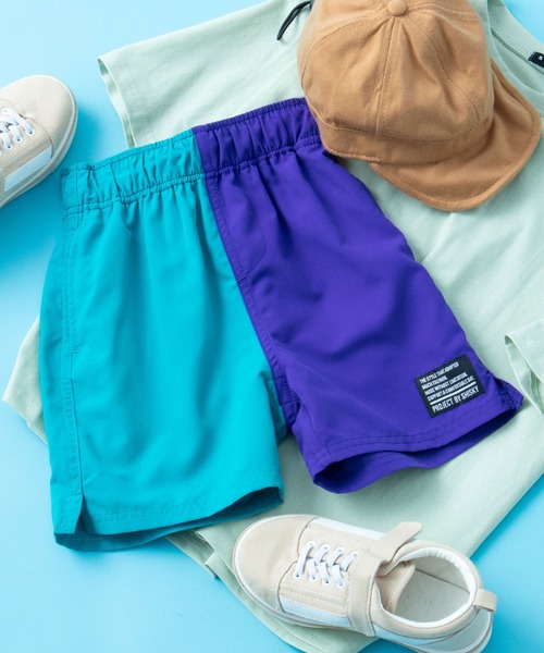 SHISKY(シスキー)の「SHISKY / シスキー 水陸両用 タフタ ワンポイント 無地カラーハーフパンツ キッズ(その他パンツ・キッズ・グリーン系/ブラック/カーキ/グリーン/グレー/カーキ系/ネイビー/パープル・150/140/130/120/160/110)」の6枚目の写真