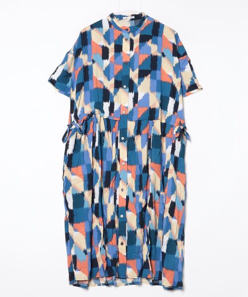 sandy（サンディー）の「【sandy】ペイント柄ウエストドロストワンピース（ワンピース・レディース・ブルー系/オレンジ系・FREE）」の2枚目の写真