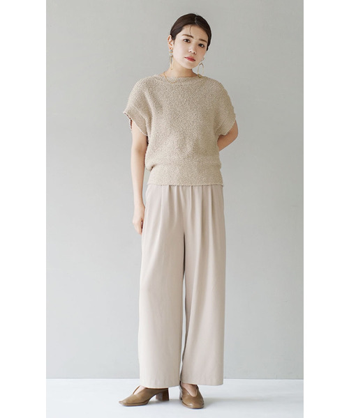 e-zakkamania stores(イーザッカマニアストアーズ)の「ロングパイルヤーン サマーニット(ニット/セーター・レディース・ブラック/アイボリー・フリー)」の3枚目の写真