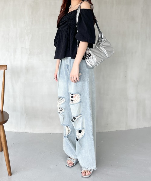 Heather（ヘザー）の「パファーポケットショルダーBAG　129715（ショルダーバッグ・レディース・シルバー/ブラック・ONE SIZE）」の7枚目の写真