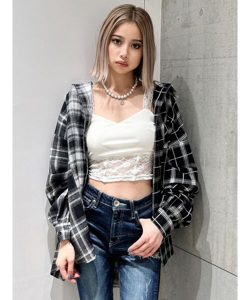 GYDA（ジェイダ）の「MANY MIX CHECKシャツ（シャツ/ブラウス・レディース・ブラウン/ブラック・FREE）」の3枚目の写真