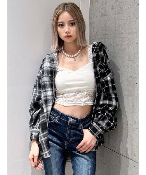 GYDA（ジェイダ）の「MANY MIX CHECKシャツ（シャツ/ブラウス・レディース・ブラウン/ブラック・FREE）」の4枚目の写真