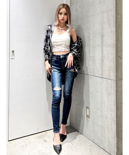 GYDA（ジェイダ）の「MANY MIX CHECKシャツ（シャツ/ブラウス・レディース・ブラウン/ブラック・FREE）」の5枚目の写真