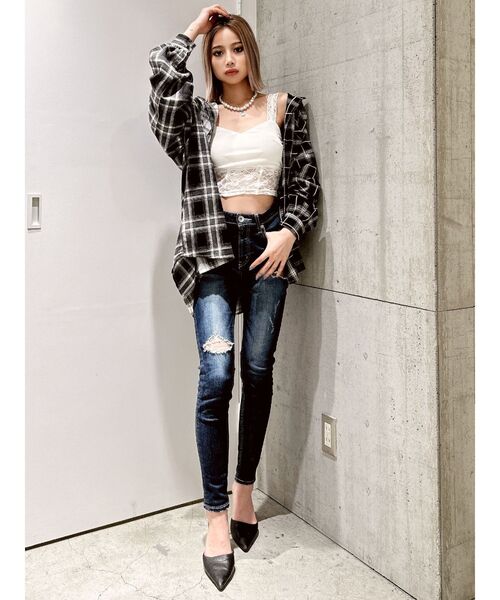 GYDA（ジェイダ）の「MANY MIX CHECKシャツ（シャツ/ブラウス・レディース・ブラウン/ブラック・FREE）」の6枚目の写真