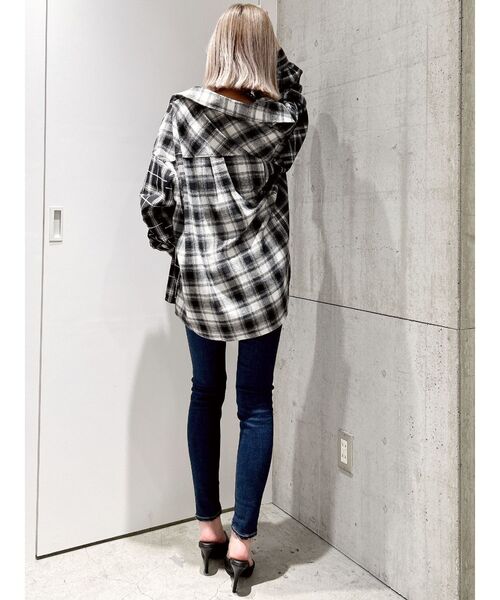 ジェイダ GYDA MANY MIX CHECKシャツ 羽織り シャツ クレイジーチェック ワンピース風 ルーズ ユニーク 人気 109 セクシー 服 レディース ブランド GYDA ジェイダ MANY MIX CHECKシャツ 羽織り シャツ クレイジー