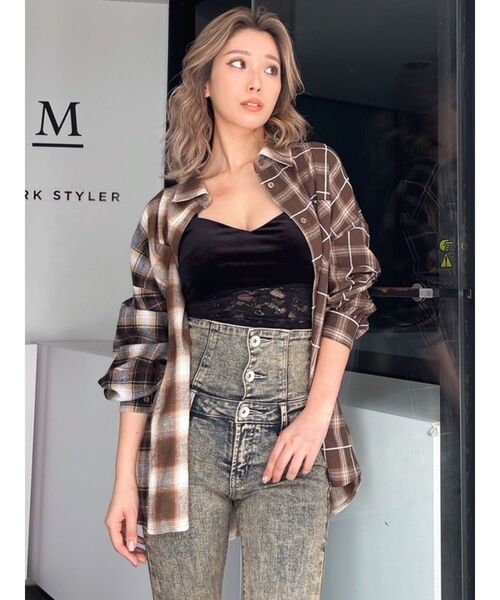 GYDA（ジェイダ）の「MANY MIX CHECKシャツ（シャツ/ブラウス・レディース・ブラウン/ブラック・FREE）」の9枚目の写真