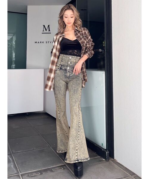 ジェイダ GYDA MANY MIX CHECKシャツ 羽織り シャツ クレイジーチェック ワンピース風 ルーズ ユニーク 人気 109 セクシー 服 レディース ブランド GYDA ジェイダ MANY MIX CHECKシャツ 羽織り シャツ クレイジー