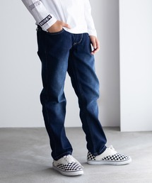 【 キッズ ボーイズ 】NAVY ストレッチ ストレート デニム ウエストリブパンツ のびるモン