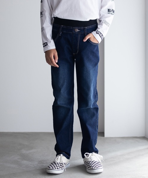 NAVY(ネイビー)の「【 キッズ ボーイズ 】NAVY ストレッチ ストレート デニム ウエストリブパンツ のびるモン(デニムパンツ・キッズ・ブルー/サックスブルー/ネイビー・130/120/160/150/140/110)」の4枚目の写真