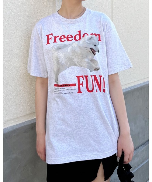 spiritoso（スピリトーゾ）の「【spiritoso】FREEDOM FUN シートプリントTシャツ (CP)（Tシャツ/カットソー・レディース・オートミール/ブラック/ホワイト・M/L）」の3枚目の写真
