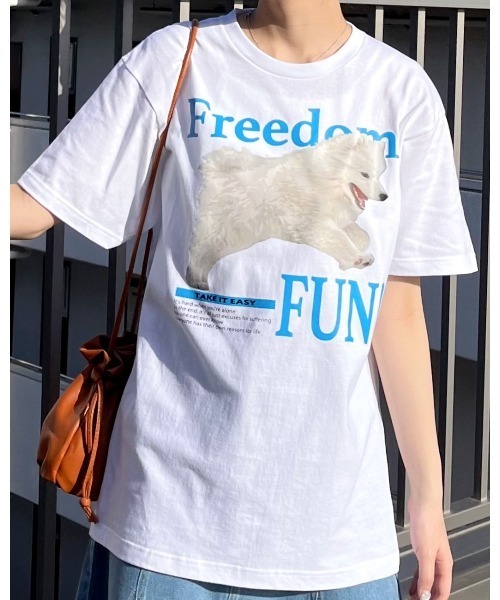 spiritoso（スピリトーゾ）の「【spiritoso】FREEDOM FUN シートプリントTシャツ (CP)（Tシャツ/カットソー・レディース・オートミール/ブラック/ホワイト・M/L）」の4枚目の写真