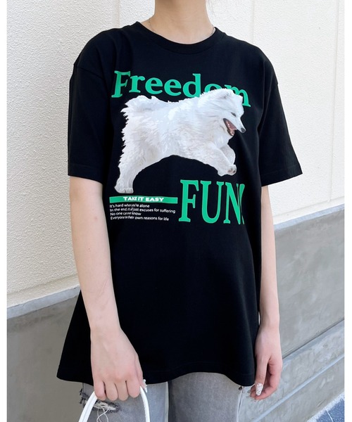 spiritoso（スピリトーゾ）の「【spiritoso】FREEDOM FUN シートプリントTシャツ (CP)（Tシャツ/カットソー・レディース・オートミール/ブラック/ホワイト・M/L）」の18枚目の写真