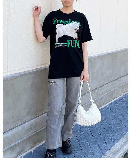 spiritoso（スピリトーゾ）の「【spiritoso】FREEDOM FUN シートプリントTシャツ (CP)（Tシャツ/カットソー・レディース・オートミール/ブラック/ホワイト・M/L）」の19枚目の写真