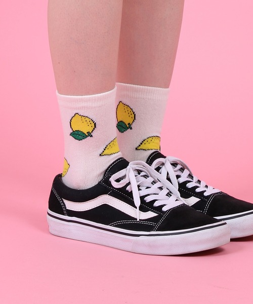 PUNYUS（プニュズ）の「フード総柄ソックス(NINJIN EDAMAME LEMON)（ソックス/靴下・レディース・その他1/その他2/その他3・FREE）」の3枚目の写真