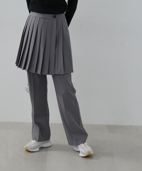 N.（N. Natural Beauty Basic）（エヌエヌナチュラルビューティーベーシック）の「◆プリーツスカートレイヤードパンツ（その他パンツ・レディース・グレー/ブラウン・MEDIUM）」の8枚目の写真