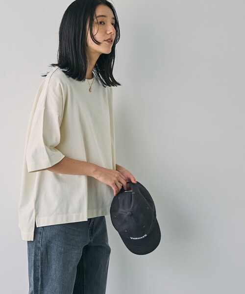 coen(コーエン)の「【WELLTECT】スクエアTシャツ(Tシャツ/カットソー・レディース・ナチュラル/ブラック/ダークグレー・M/L)」の6枚目の写真