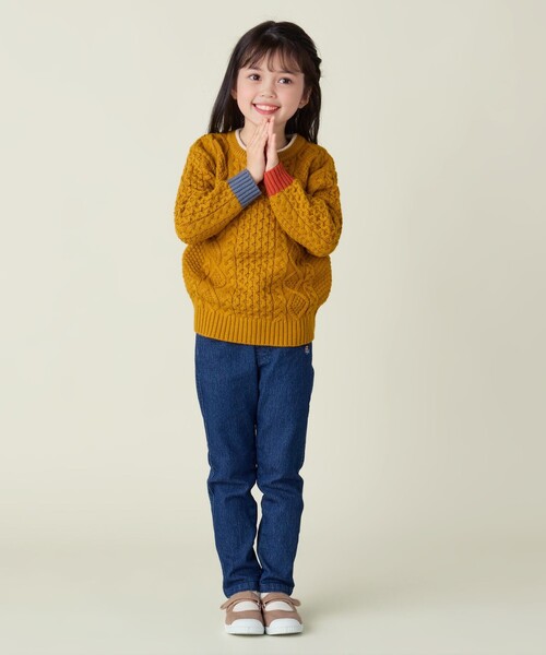 BEAMS mini（ビームスミニ）の「ケーブルニット プルオーバー 2024FW（90～150cm）（ニット/セーター・キッズ・ホワイト系その他5/イエロー系その他5/サックスブルー/ダークグリーン・90/100/110/120/130/140/150）」の11枚目の写真