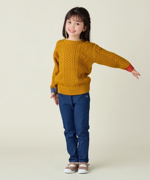BEAMS mini（ビームスミニ）の「ケーブルニット プルオーバー 2024FW（90～150cm）（ニット/セーター・キッズ・ホワイト系その他5/イエロー系その他5/サックスブルー/ダークグリーン・90/100/110/120/130/140/150）」の12枚目の写真