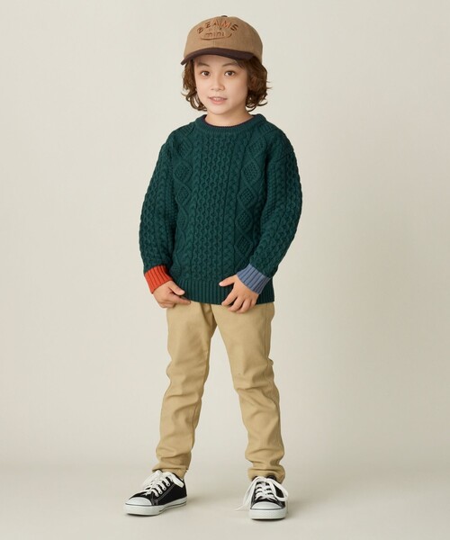 BEAMS mini（ビームスミニ）の「ケーブルニット プルオーバー 2024FW（90～150cm）（ニット/セーター・キッズ・ホワイト系その他5/イエロー系その他5/サックスブルー/ダークグリーン・90/100/110/120/130/140/150）」の15枚目の写真