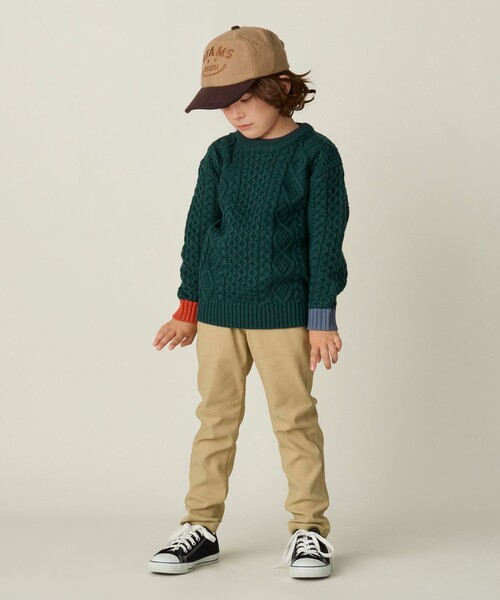 BEAMS mini（ビームスミニ）の「ケーブルニット プルオーバー 2024FW（90～150cm）（ニット/セーター・キッズ・ホワイト系その他5/イエロー系その他5/サックスブルー/ダークグリーン・90/100/110/120/130/140/150）」の16枚目の写真