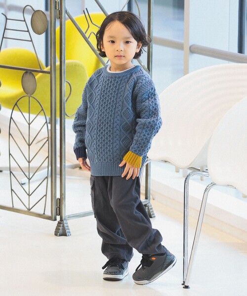 BEAMS mini（ビームスミニ）の「ケーブルニット プルオーバー 2024FW（90～150cm）（ニット/セーター・キッズ・ホワイト系その他5/イエロー系その他5/サックスブルー/ダークグリーン・90/100/110/120/130/140/150）」の19枚目の写真