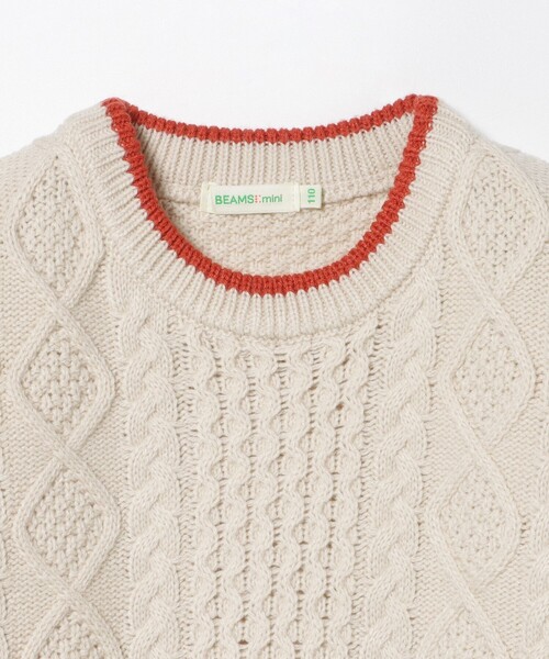 BEAMS mini（ビームスミニ）の「ケーブルニット プルオーバー 2024FW（90～150cm）（ニット/セーター・キッズ・ホワイト系その他5/イエロー系その他5/サックスブルー/ダークグリーン・90/100/110/120/130/140/150）」の21枚目の写真