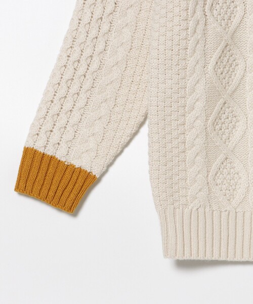 BEAMS mini（ビームスミニ）の「ケーブルニット プルオーバー 2024FW（90～150cm）（ニット/セーター・キッズ・ホワイト系その他5/イエロー系その他5/サックスブルー/ダークグリーン・90/100/110/120/130/140/150）」の22枚目の写真