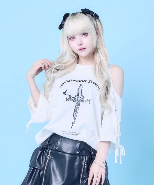 【セール】心中ナイフ編み上げBIGTEE（Tシャツ/カットソー）｜Hauls（ハウルズ）