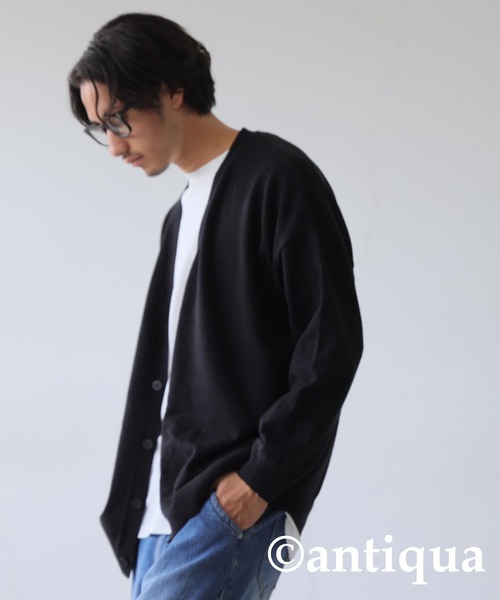 antiqua(アンティカ)の「ハイゲージニットカーディガン(ニット/セーター・レディース・ブラック/カーキ/ブルー/オレンジ・P/R)」の21枚目の写真