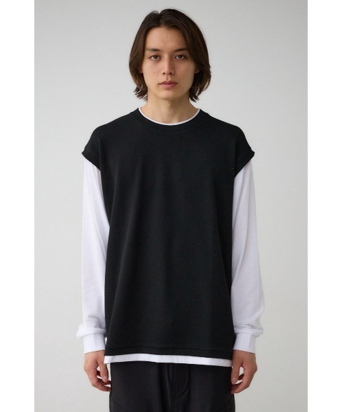 AZUL by moussy(アズールバイマウジー)の「ベストセットロングTシャツ(Tシャツ/カットソー・メンズ・ベージュ/グレー/ブラック・MEDIUM/LARGE)」の7枚目の写真