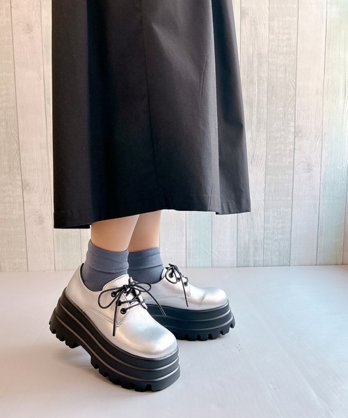 Noubel Voug Relax(ヌーベルヴォーグリラックス)の「トリプルソール厚底 レースアップ スクエアトゥシューズ(ドレスシューズ・レディース・シルバー/ブラック系1/ブラック系・3L/LL/L/M/S)」の22枚目の写真
