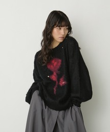 Ezick | Brushed  jacquard オーバースタッズニット(ニット/セーター)