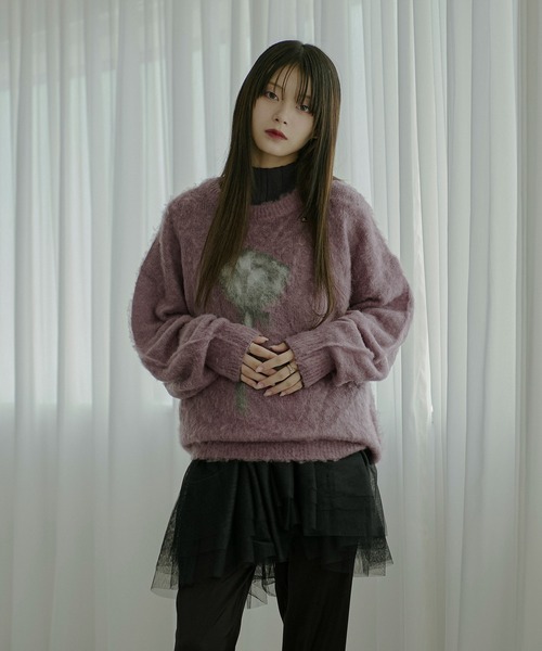 Ezick（エジック）の「Brushed  jacquard オーバースタッズニット（ニット/セーター・レディース・ブラック/チャコールグレー/ピンク・FREE）」の22枚目の写真