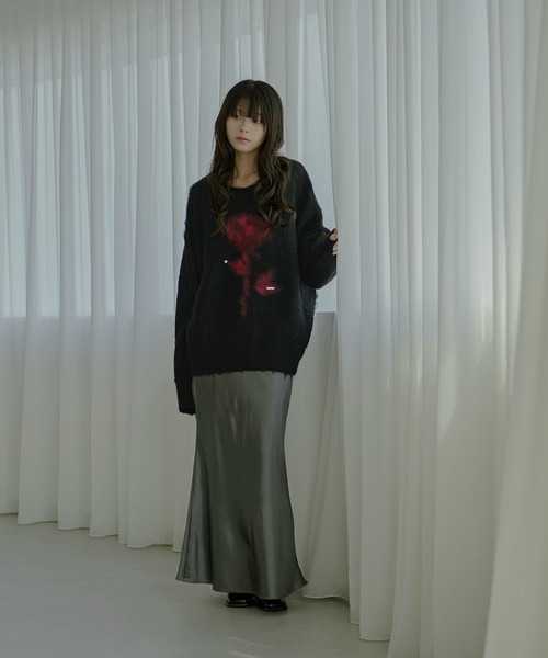 Ezick（エジック）の「Brushed  jacquard オーバースタッズニット（ニット/セーター・レディース・ブラック/チャコールグレー/ピンク・FREE）」の6枚目の写真