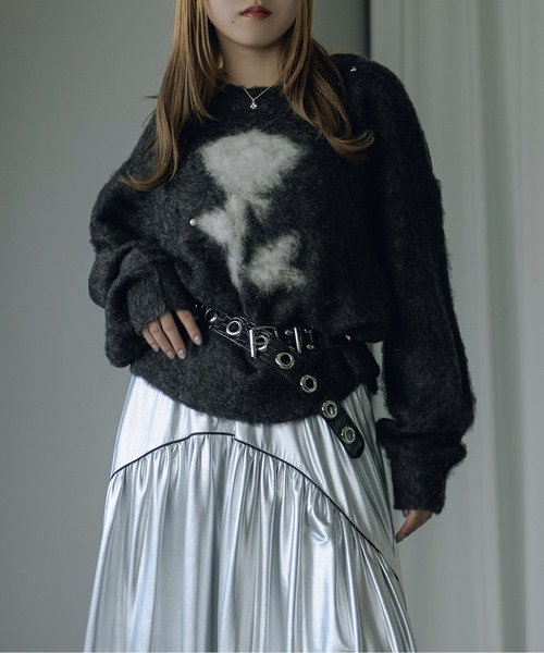 Ezick（エジック）の「Brushed  jacquard オーバースタッズニット（ニット/セーター・レディース・ブラック/チャコールグレー/ピンク・FREE）」の13枚目の写真