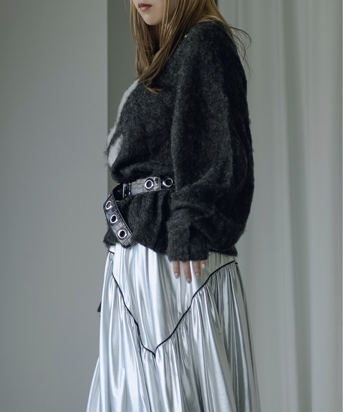 Ezick（エジック）の「Brushed  jacquard オーバースタッズニット（ニット/セーター・レディース・ブラック/チャコールグレー/ピンク・FREE）」の16枚目の写真