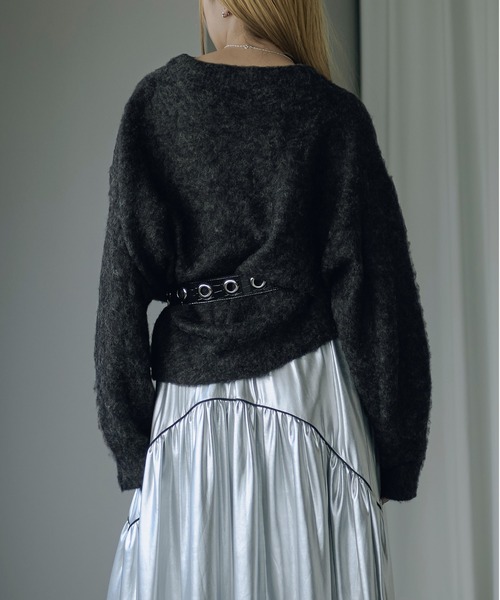 Ezick（エジック）の「Brushed  jacquard オーバースタッズニット（ニット/セーター・レディース・ブラック/チャコールグレー/ピンク・FREE）」の17枚目の写真