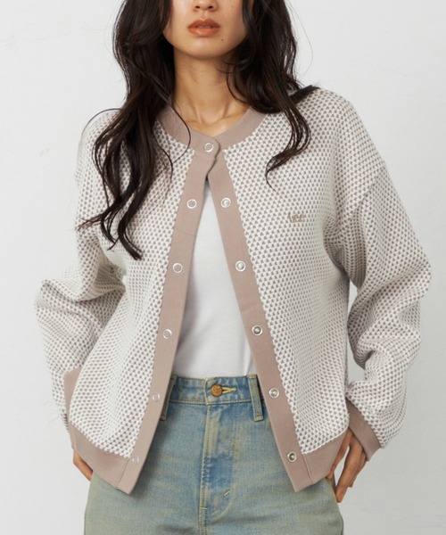 Lee（リー）の「Lee/リー ニットジャガードカーディガン ビッグスナップボタン（カーディガン/ボレロ・レディース・ネイビー/ブラック/グリーン/ブラック系その他/ベージュ/ライトブルー・MEDIUM）」の5枚目の写真