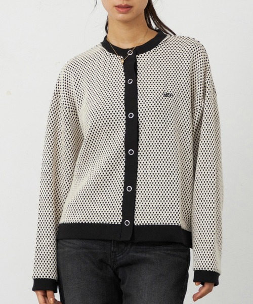 Lee（リー）の「Lee/リー ニットジャガードカーディガン ビッグスナップボタン（カーディガン/ボレロ・レディース・ネイビー/ブラック/グリーン/ブラック系その他/ベージュ/ライトブルー・MEDIUM）」の4枚目の写真