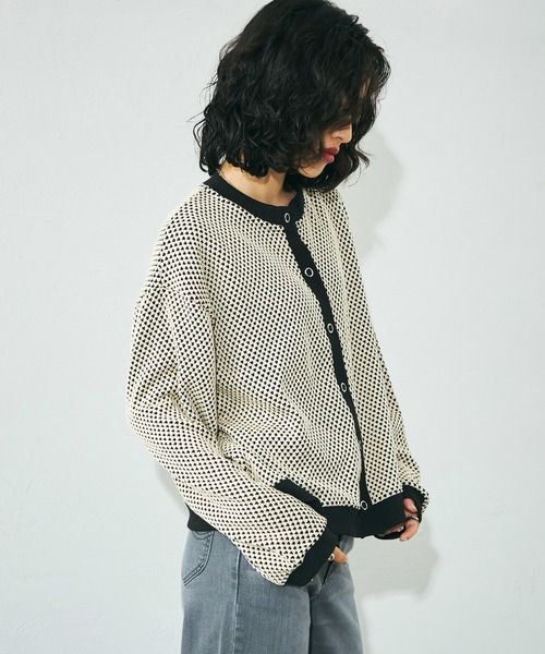 Lee（リー）の「Lee/リー ニットジャガードカーディガン ビッグスナップボタン（カーディガン/ボレロ・レディース・ネイビー/ブラック/グリーン/ブラック系その他/ベージュ/ライトブルー・MEDIUM）」の8枚目の写真