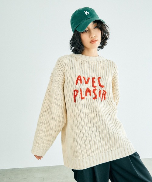 LEPSIM（レプシィム）の「3ゲージハンドステッチロゴプルオーバー　137526（ニット/セーター・レディース・オフホワイト/スミクロ・FREE）」の12枚目の写真