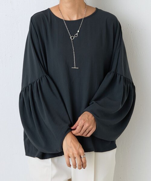 BEARDSLEY(ビアズリー) 袖ギャザーシアーTee　ブラック18700円 BEARDSLEY(ビアズリー) 袖ギャザーシアーTee ブラック18700円