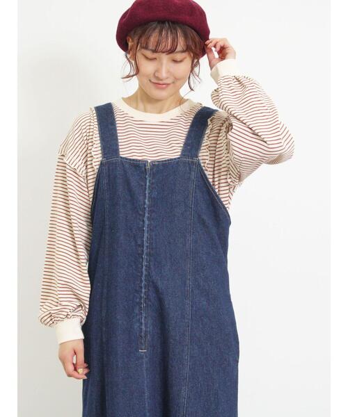 Samansa Mos2（サマンサ モスモス）の「【リサイクルコットン】メロー切替柄アソートトップス（Tシャツ/カットソー・レディース・ブラウン/キナリ/オフホワイト/ブラック・F）」の6枚目の写真