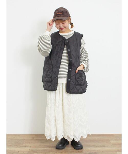 Samansa Mos2（サマンサ モスモス）の「【リサイクルコットン】メロー切替柄アソートトップス（Tシャツ/カットソー・レディース・ブラウン/キナリ/オフホワイト/ブラック・F）」の11枚目の写真