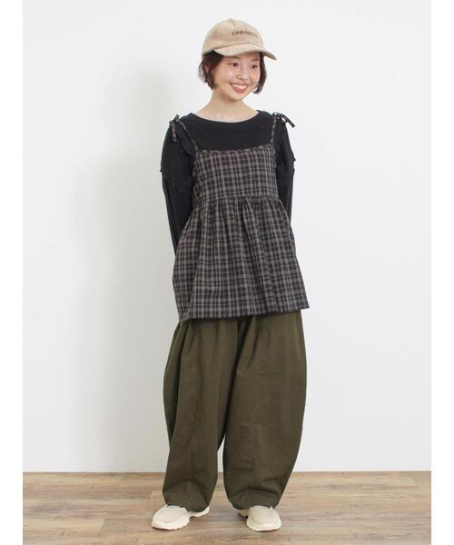 Samansa Mos2（サマンサ モスモス）の「【リサイクルコットン】メロー切替柄アソートトップス（Tシャツ/カットソー・レディース・ブラウン/キナリ/オフホワイト/ブラック・F）」の21枚目の写真