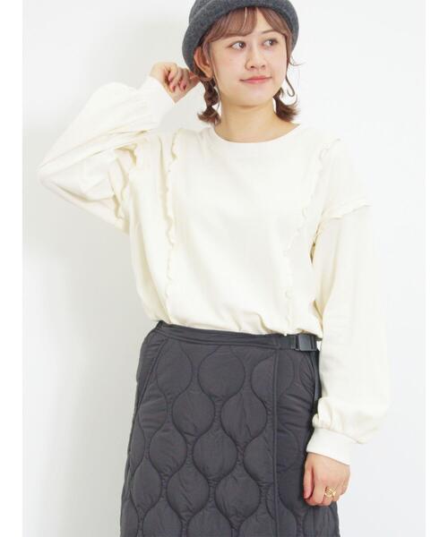 Samansa Mos2（サマンサ モスモス）の「【リサイクルコットン】メロー切替柄アソートトップス（Tシャツ/カットソー・レディース・ブラウン/キナリ/オフホワイト/ブラック・F）」の22枚目の写真