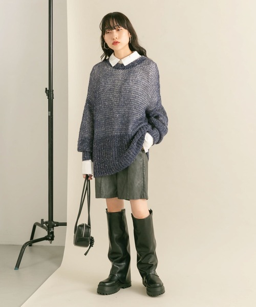 BRILL カラフルスパンコール ニットセーター Fサイズ ニット セーター デイリーカラフルスパンコールラメニット